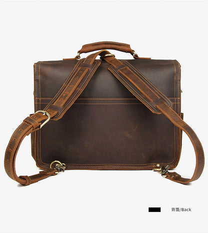 Vintage verrückte Pferd Echt leder Männer Aktentasche große Business-Tasche Einkaufstasche 15.6 "Laptop-Tasche Attache männliche Umhängetasche