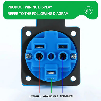 250V/16A Steckdosen IP54 Wasserdichter Industrieanschluss Panelmontage Außensteckdose 2Pin Adapter UK/EU/BR/Französisch/Deutsch.