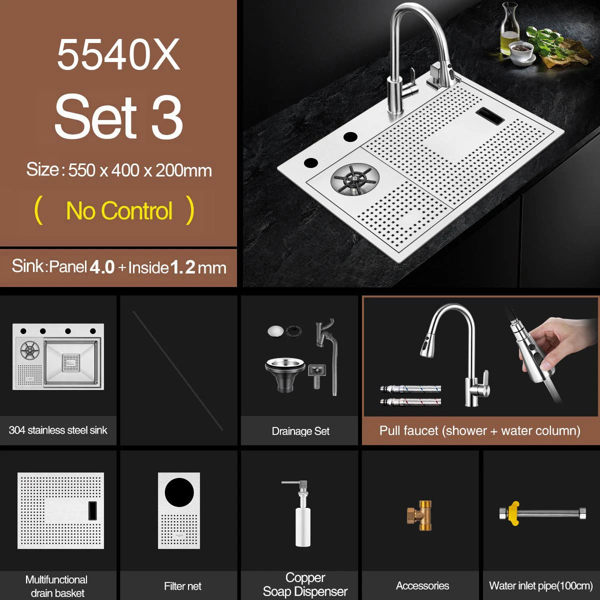 ASRAS Island Hidden kitchen Sink 304 Stainless Steel 4mm Thickness Handmade Brushed Sink High Pressure Cup Washer kitchen Sinks