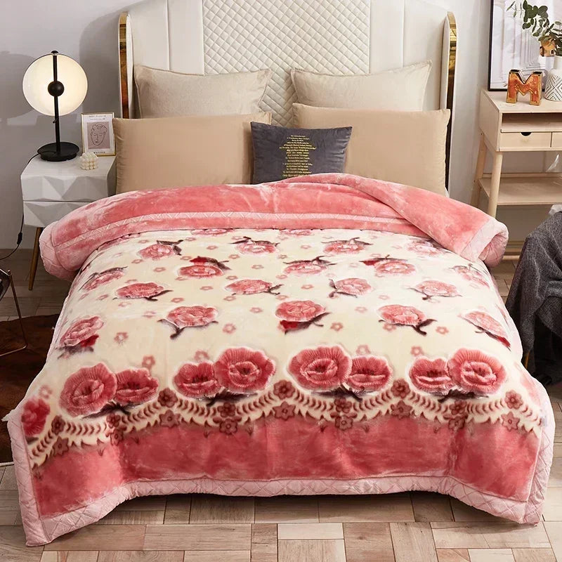 New Warm Weighted Blankets for Beds High End Thicken Warmth Raschel Blanket for Winter Autumn Double Side Plush Comforter Quilt.