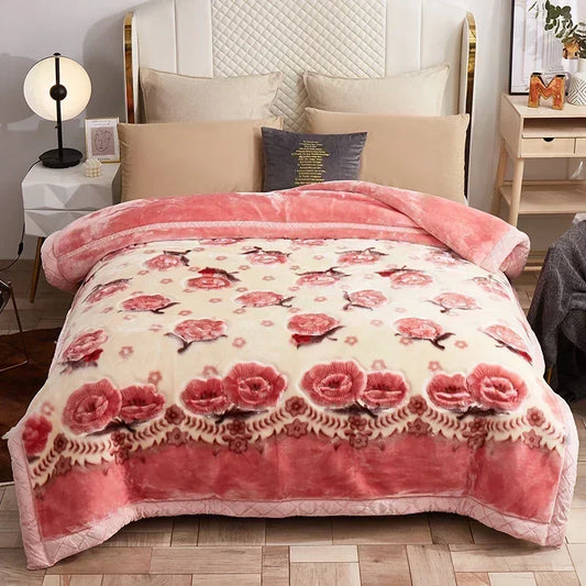 New Warm Weighted Blankets for Beds High End Thicken Warmth Raschel Blanket for Winter Autumn Double Side Plush Comforter Quilt.