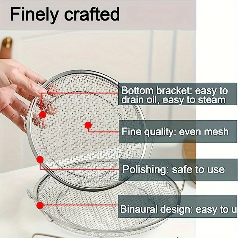 tainless Steel Filter Tray,Reusable Round Mesh Basket,Frying Grilling,Kitchen Strainer,Fruit vegetable water filter basket.
