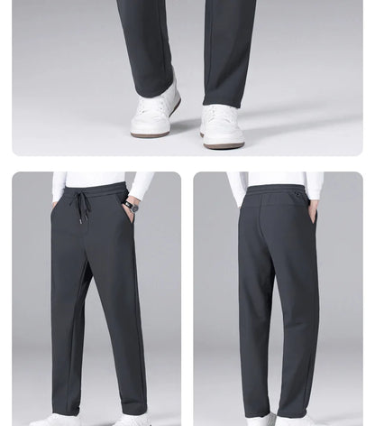 M-9XL Plus Velvet Trousers Men's Plus Size Autumn and Winter Thickened Casual Sports Pants Fat Mid-high Waist Solid Color Pants.