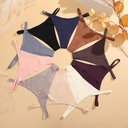 4PcsSet Seamless Ultra-thin Underwear Women Sexy Thin Belt Panties Female High Stretch Thongs Girls Breathable G-String Lingerie.