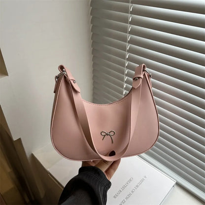 Bowknot Armpit Bag Korean Underarm Bag Luxury PU Leather Y2K Handbag Girls Shoulder Bag.