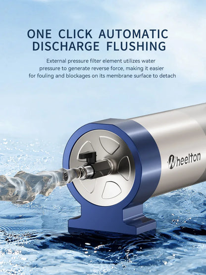 Wheelton whole house high flow water filter purifier 1000L-3000L SUS304 mineral water filter Reusable 0.01um PVDF for 5 years