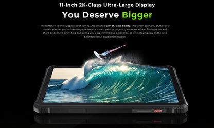 HOTWAV R9 Pro Rugged Tablet Android 14 11" FHD+ 20080mAh Pad 64MP Rear Camera 6GB 256GB Tablet PC With Super Camping light.