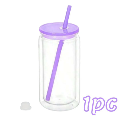 16OZ DIY Snowglobe Tumbler with Pre Drilled Hole Reusable Plastic Water Bottles Break-Resistant Mason Jar Cups for Holiday Gifts