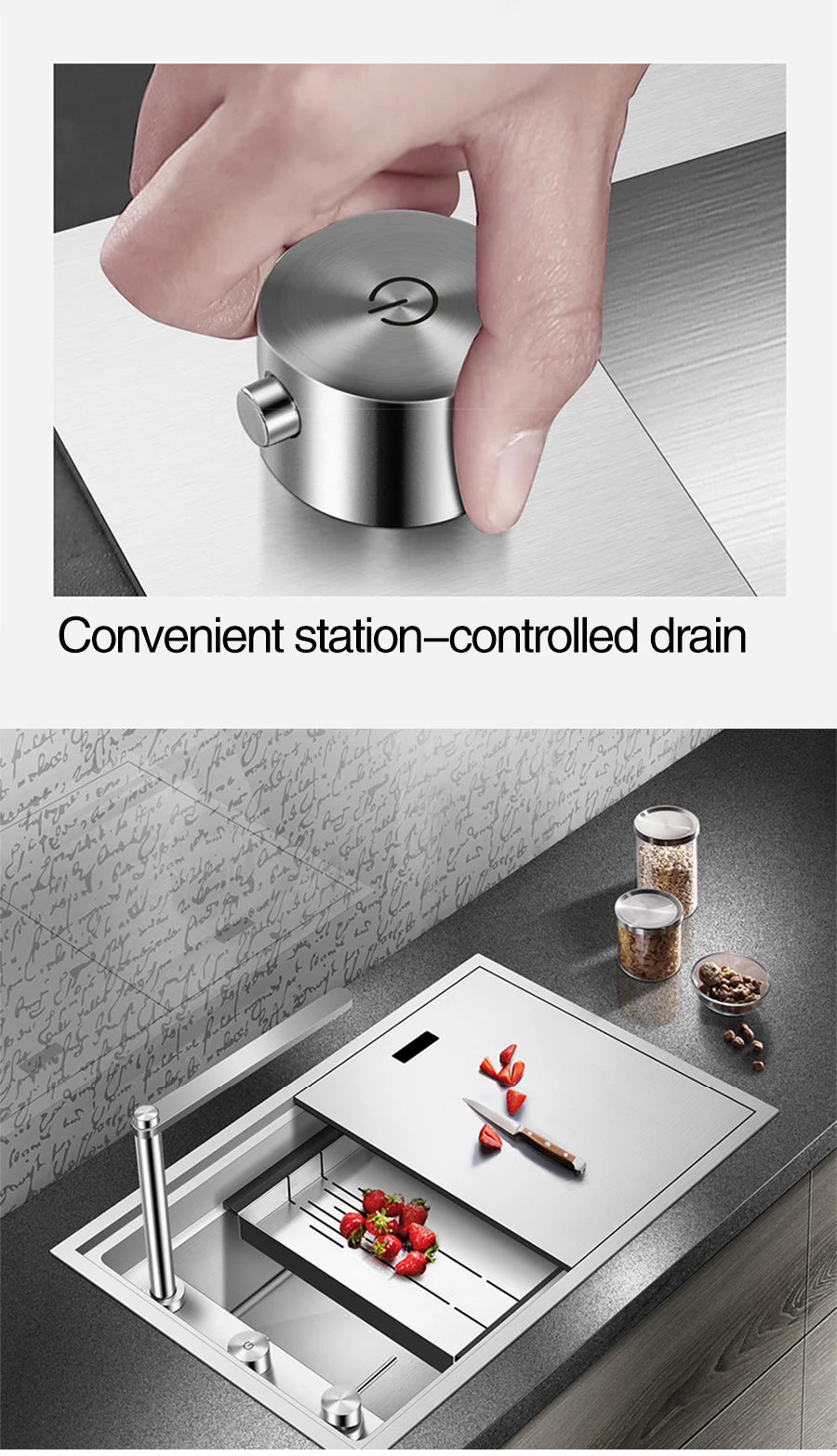 ASRAS New kitchen Sink Double Cover hidden Single Large Size 304 Stainless Steel 4mm Thickness Handmade Brushed kitchen Sink