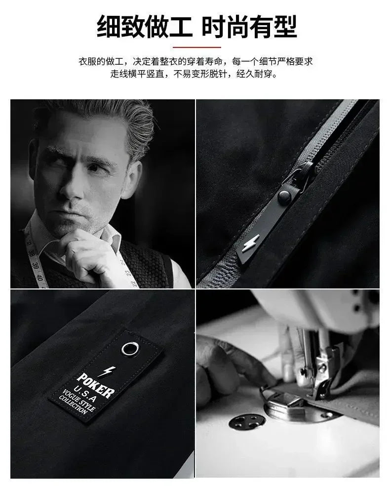 Men's 2025 printed high-quality zipper hooded baseball jacket, four-autumn jacket, trendy men's windproof zipper jacket, casual.