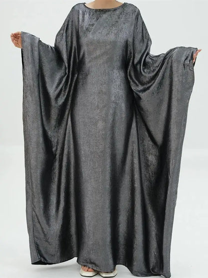 Gradient Color Shiny Batwing Satin Maxi Abaya Dubai Luxury 2024 Abayas For Women Muslim Kaftan Dress Islam Caftan Marocain Femme