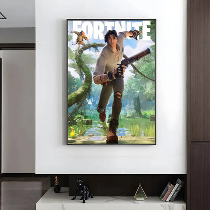 1pc F-Fortnites Poster HD art sticky wall waterproof home living room bedroom bar aesthetic decoration.