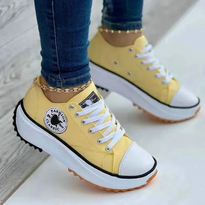 Shoes for Women Classic White Canvas Sneakers Fashion Platform Women Casual shoes High Quality Lace-Up Feamle Tennis Shoes 35-43.