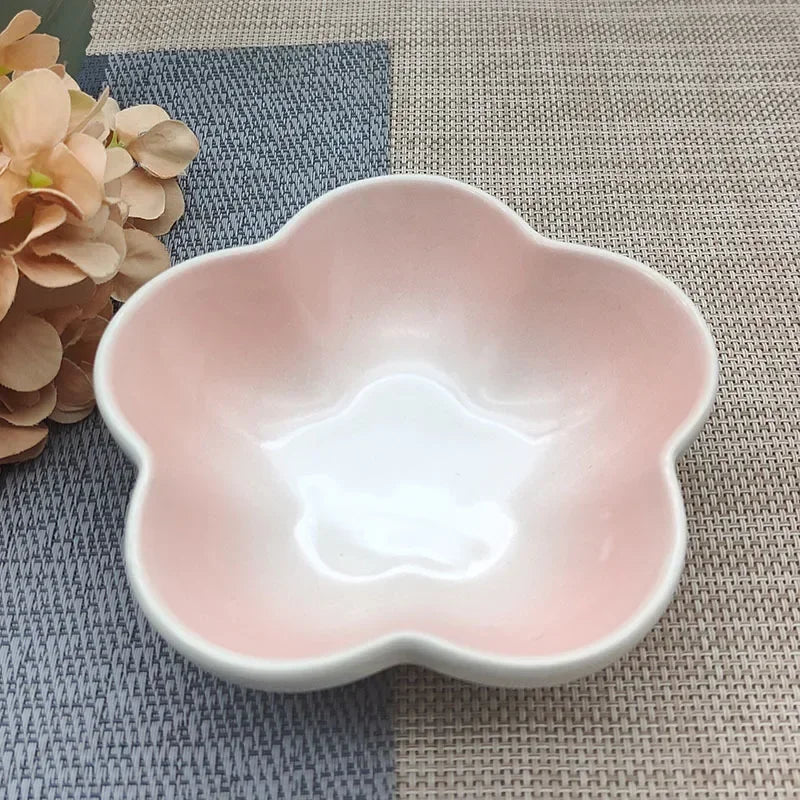 5'' Elevated Flower Design Ceramic Cat Bowl, Pet Food Dish, Small Dish Dip Dish, Deep Feeders, for Home Kitchen Supplies Gift.