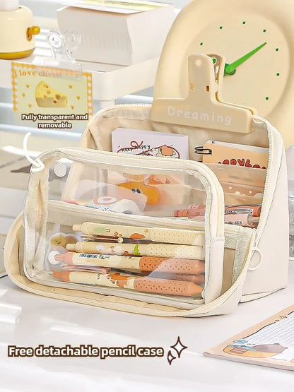 Neue 9-lagige doppelseitige abnehmbare Bleistifttasche mit großem Fassungsvermögen, wendbare Schreibwarentasche für Studenten, multifunktionale Aufbewahrungstasche.