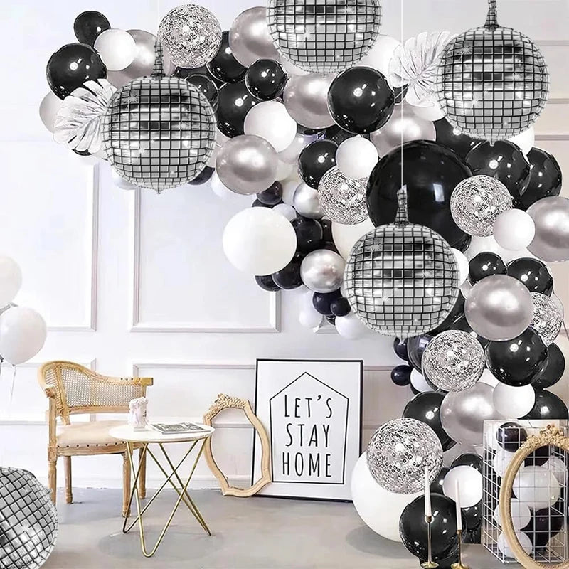 6/12 Stück 22 Zoll Discokugel Folienballons Metallic Silber 4D Ballon für 70er Jahre Disco Geburtstagsfeier Hochzeit Dekoration Lieferungen.