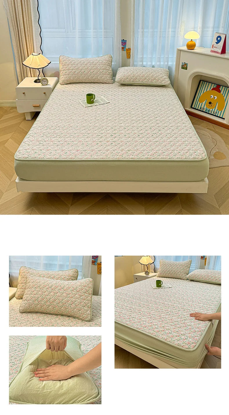 Non-slip Bed Cover Queen/King Size Bedspread Thicken Bed Linen Home Mattress Protector cubre colchón (Pillowcase Need Order).