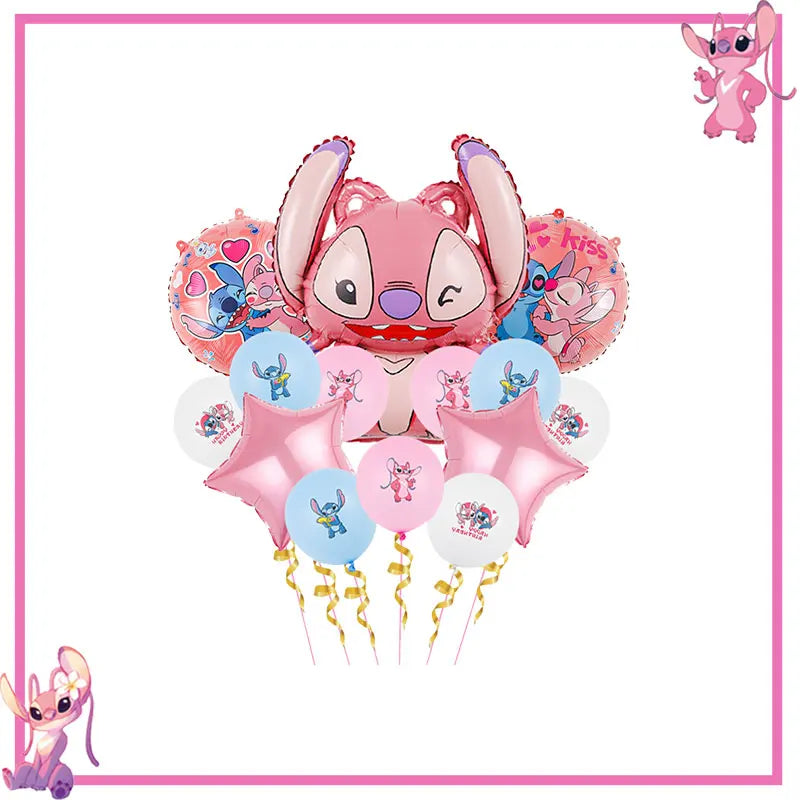 Disney Rosa Stich Geburtstag Party Dekorationen Geschirr Set Tischdecke Hintergrund Banner Für Kinder Geburtstag Dekorationen Lieferungen