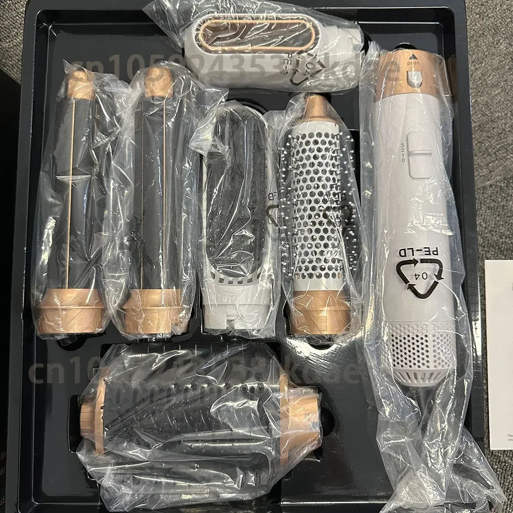 6 in 1 Hair Dryer Brush Hot Comb Set Professional Curling Iron Hair Straightener Styling Tool Negative ions Hair Dryer Household.