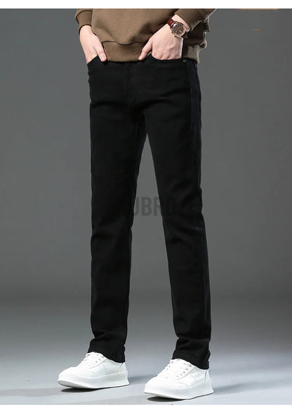 Fashion Loose Straight Business Casual Stretch Denim Pants Male Brand Trousers 3 Colors Plus Size Mens Clothing Slim Jeans 28-44.