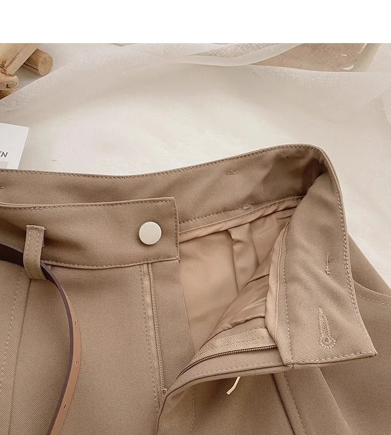 Casual Women A-Line Shorts Fashion Office Lady Commute Vintage Solid High Waist Short Pants Casual Streetwear Summer Trousers.