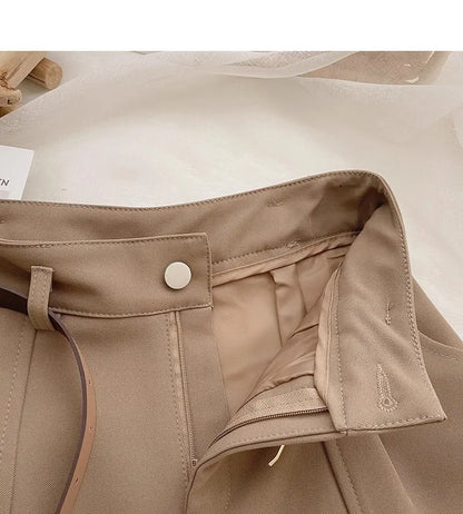 Casual Women A-Line Shorts Fashion Office Lady Commute Vintage Solid High Waist Short Pants Casual Streetwear Summer Trousers.