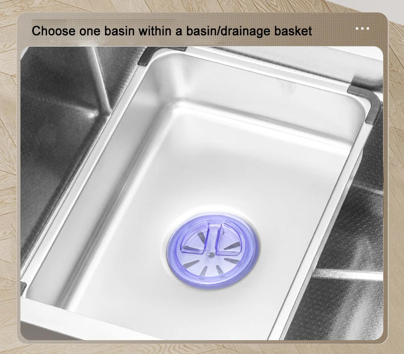 304 Stainless Steel Kitchen Sink Silver Embossed Large Single Slot Home Improvement Multifunction Wash Basin For Kitchen