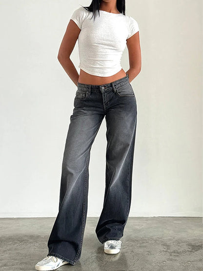 2024 neue Y2K Hohe Taille Baggy-Jeans Für Frauen Mode Lose Denim Breite Bein Hosen Casual Weibliche Kleidung XS-XL Drop verschiffen
