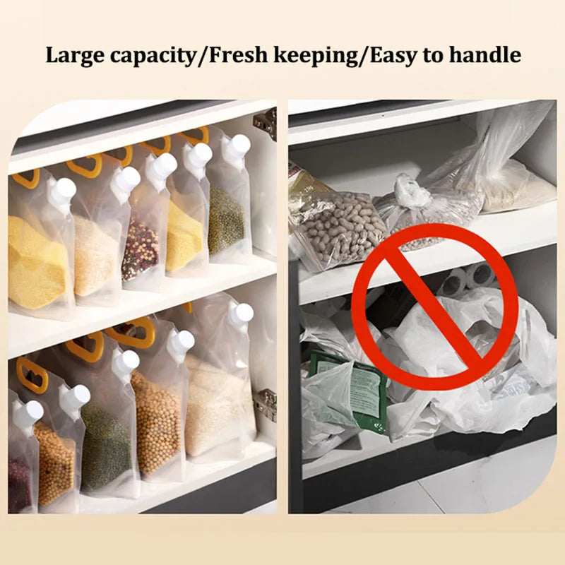 5Pcs Grains Sealed Bag Cereal Containers Moisture-Proof And Insect-Proof Transparent Food Grade Storage Bag Kitchen Organizer.