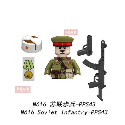 Military affairs Private Soviet Infantry Afrika Korps Building Blocks Model Bricks mini Action toy Figures Toy gift for children.