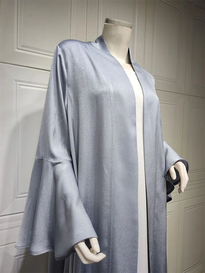 Siskakia Muslim Open Kimono Abaya For Moroccan Women Fashion Ruffle Sleeve Arab Dubai Clothing Jalabiyat Turkey Soft Gulf Robe