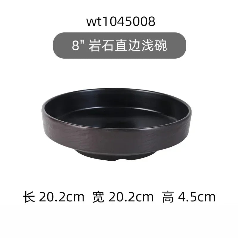 Hotpot Restaurant Melamine Tableware Black Frosted Dinner Plate Japanese Sushi Plates Not Easily Broken Snack Fruit Dishes