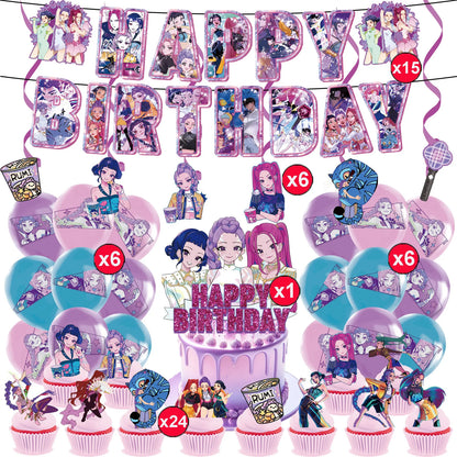 K Pop Dämonenjäger Party Ballon Kind Mädchen Alles Gute zum Geburtstag Party Dekoration Set 1-9. Nummer Ballon Banner Hintergrund Babyparty.