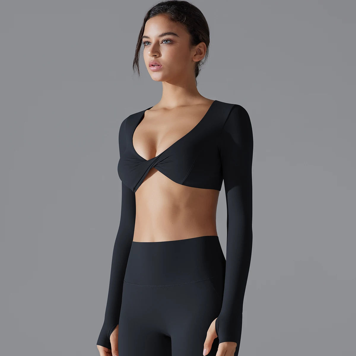 Yoga Long Sleeve Slim Sexy Breathable Quick Drying Sport Brassiere Gym Push Up Shockproof High Intensity Pilates Clothes Women