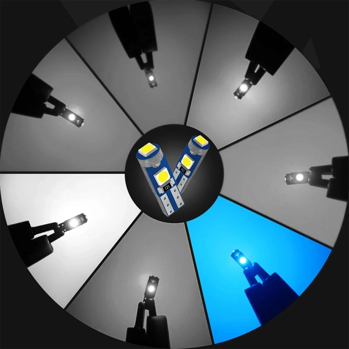 10X T5 Led-lampe W3w Auto Lichter Lizenz Lampe Motorrad Dashboard Licht Auto 3smd 12v Canbus Innen Mini rote Dome Lesen Lampen.