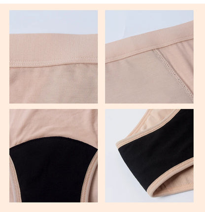 Menstrual Panties Bamboo Fiber Reusable Breathable 4-Layer Leakproof Protection Period Underwear Fast Absorbent
