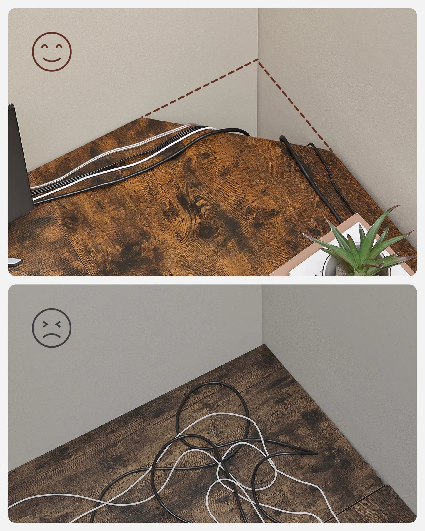 VASAGLE Schreibtisch Computertisch, L-förm Eckschreibtisch mit 2 Ablagen