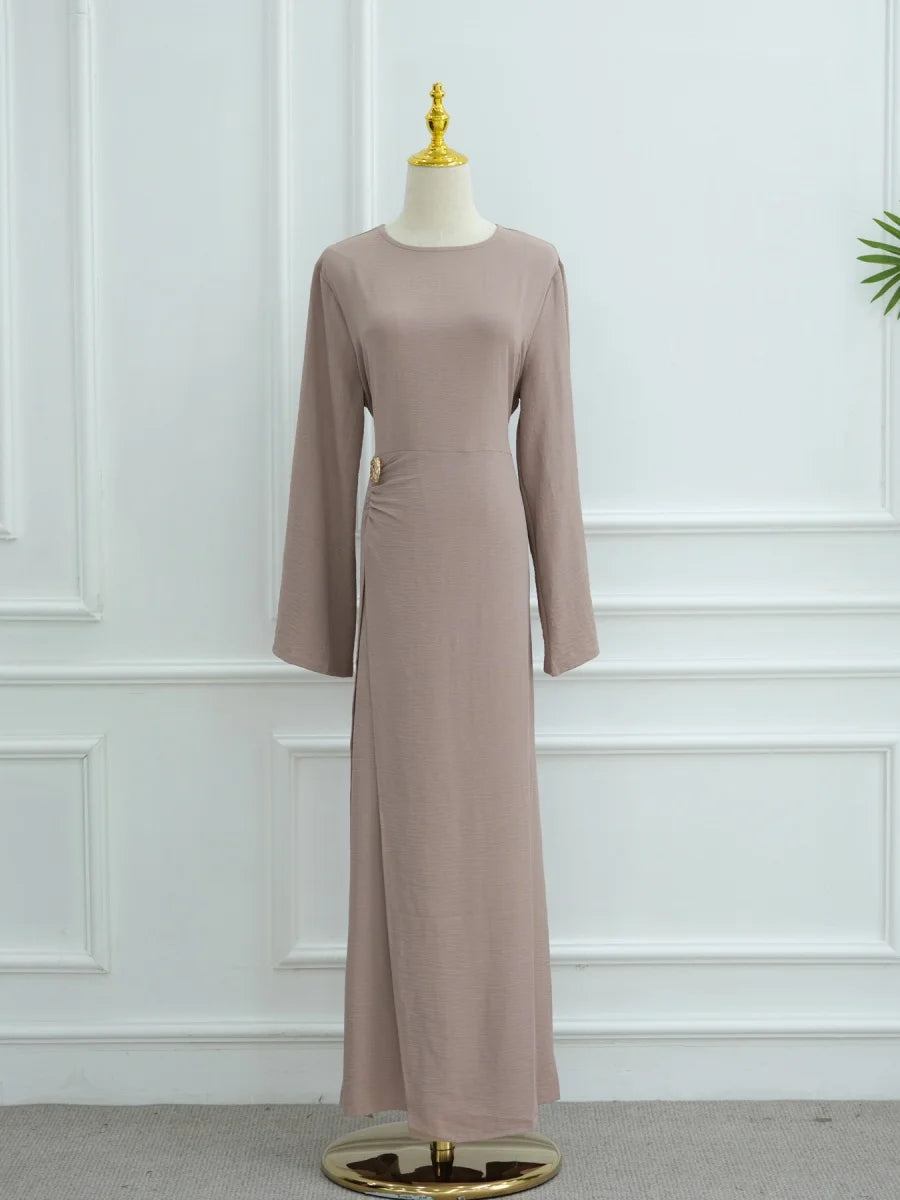 Muslim Women Arabic Dubai Abaya Solid Drawstring Long Dress Modest Ramadan Kaftan Robe Femme musulmane Islam Clothing Kebaya.