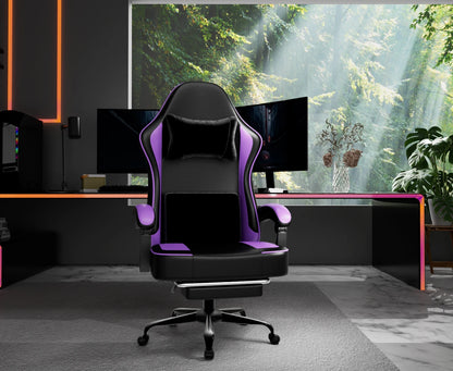 Gaming-Stuhl mit Taschenfederkissen und Fußstütze, ergonomischer Computerstuhl für Erwachsene, atmungsaktiver Spielstuhl aus PU-Leder, Adj