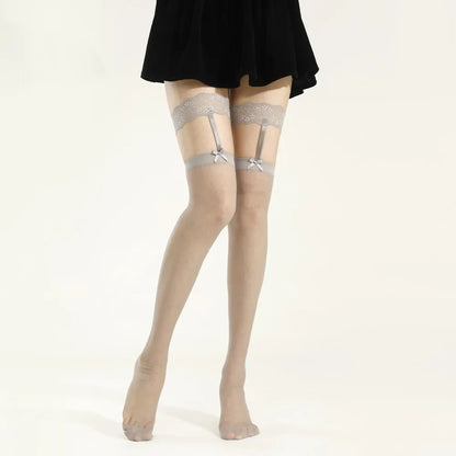 Over-Knee Lace Leg Ring Sexy Black Stockings Women's Thin Model Heart Butterfly Knot Cross-Border Special Use Stockings.