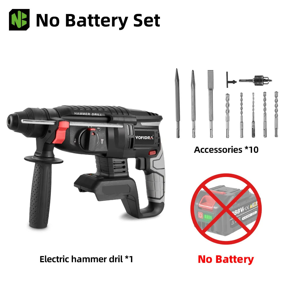 1680W 26MM Bürstenlosen Elektrischen Bohrhammer Multi-funktion Bohren Hammer Schlagbohrmaschine Power Tool Für Makita Batterie pin