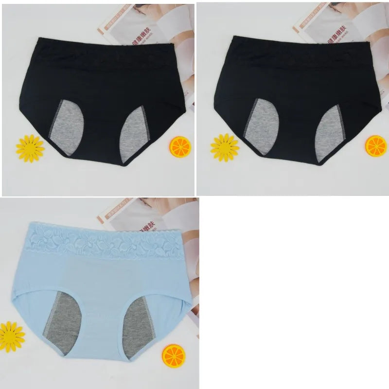3 Pcs Women's Cotton Briefs Menstruation Underwear Leak Proof Sanitary  With Menstrual Bamboo Fancy Low Waist Slimming Panties