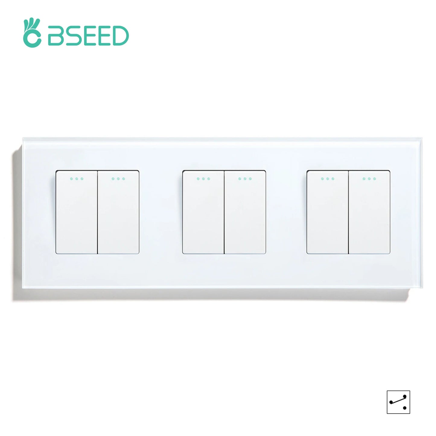 BSEED 1/2/3 Gang Wandschalter 2-Wege-Treppenlichtschalter Plus Typ-C USB-Buchse EU-Standard-Glasscheibe