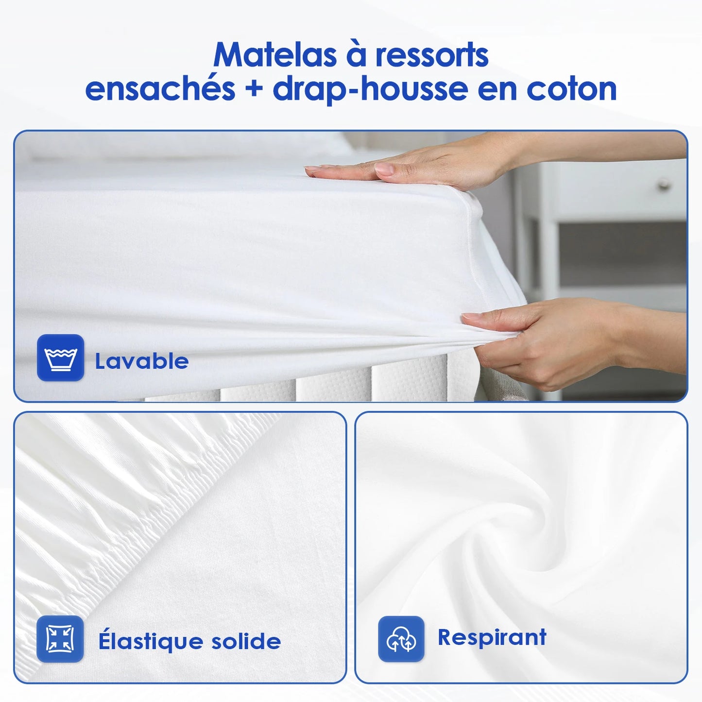 AUTHMIC Matratze 25 cm dicke Taschenfederung mit 7-Zonen-adaptierender Unterstützung, atmungsaktiv und hautfreundlich, mittlerer Fest für ruhigen Schlaf