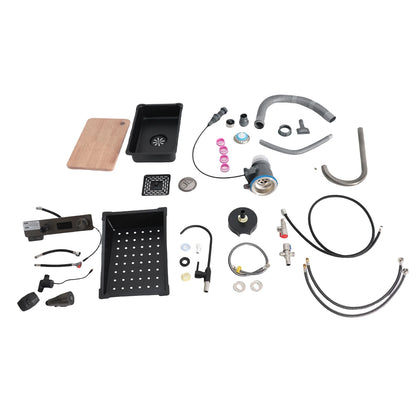 Intelligente Küchenspüle, Digitalanzeige, Edelstahl, Doppelschüssel, Küchenspüle, multifunktionale Doppelspüle für die Küche