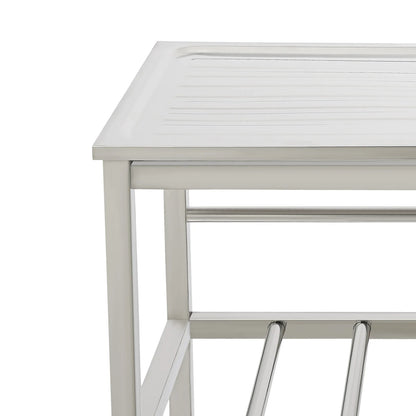 Freistehendes Waschbecken aus Edelstahl mit 2-stufigem Boden, Aufbewahrungsregal für die Küche, Outdoor-Spüle mit Facut-Handwaschstation