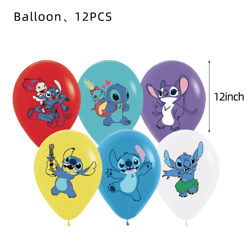 Disney Stich Geburtstag Dekorationen Einweg Geschirr Teller Serviette Stroh Tischdecke Folie Ballon Party Liefert Kinder Geschenke.
