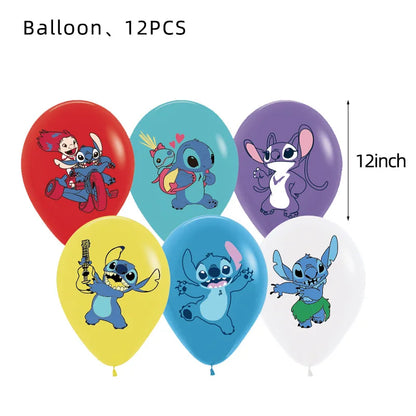 Disney Stich Geburtstag Dekorationen Einweg Geschirr Teller Serviette Stroh Tischdecke Folie Ballon Party Liefert Kinder Geschenke.