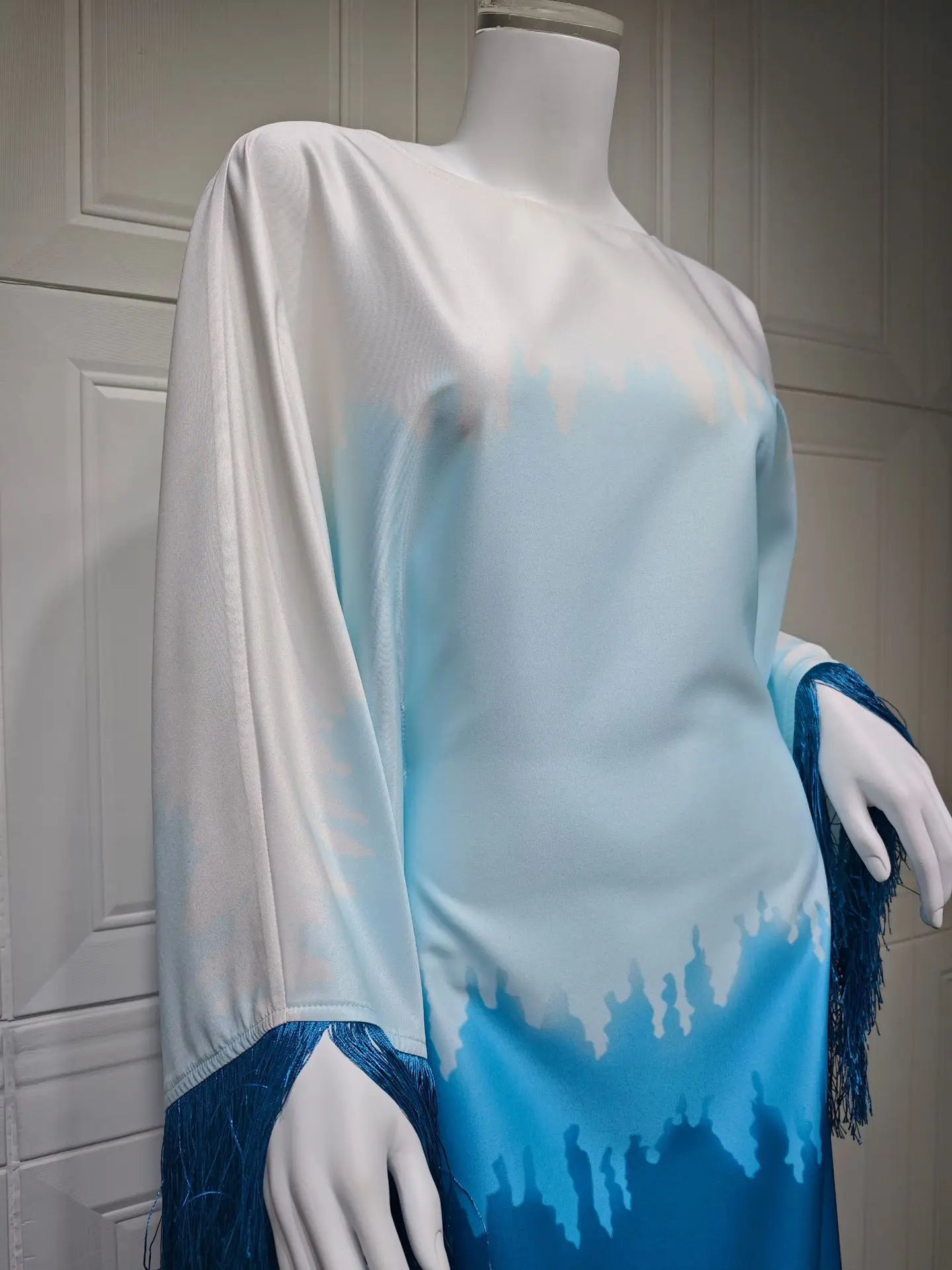 Uni Tassel Gradient Dubai Muslim Abaya For Woman O-Neck Elegant Casual Loose Moroccan Saudi Kebaya Fashion Party Dress 2025