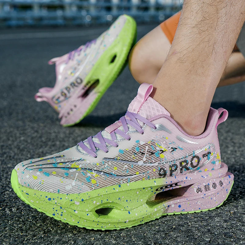 New Soft Sole Cushioning Men's Running Shoes for Women High-quality Road Jogging Shoes Light Comfy Sneakers Reflective Night Run.